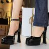 Schuhe Plateau High Heels 11,5 cm Damen Pumps Dicke Absätze Damenschuhe Blockabsätze Lackleder Sandaletten mit Absatz Sommer