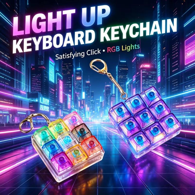 Fidget Mechanical Keyboard Switch Keychain Mini Portable Click Sensory Toy Colorful for Kids Student School Stress Relief