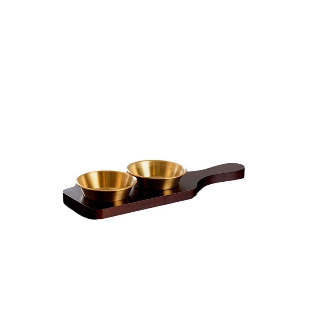 Multi-function Divided Dipping Dish Elegant Snack Dish Stainless Steel Seasoning Plate  Barbecue