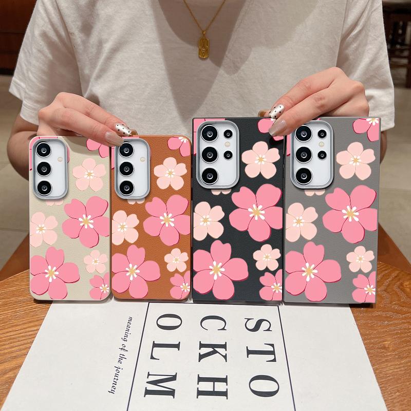 Fresh Style Cherry Blossom Pattern Case For Samsung Galaxy S26 Ultra S25 Edge S24 Plus S23 S22 S21 FE A54 A15 A35 A55 A16 A26 A36 A56 A17 A37 A57 5G