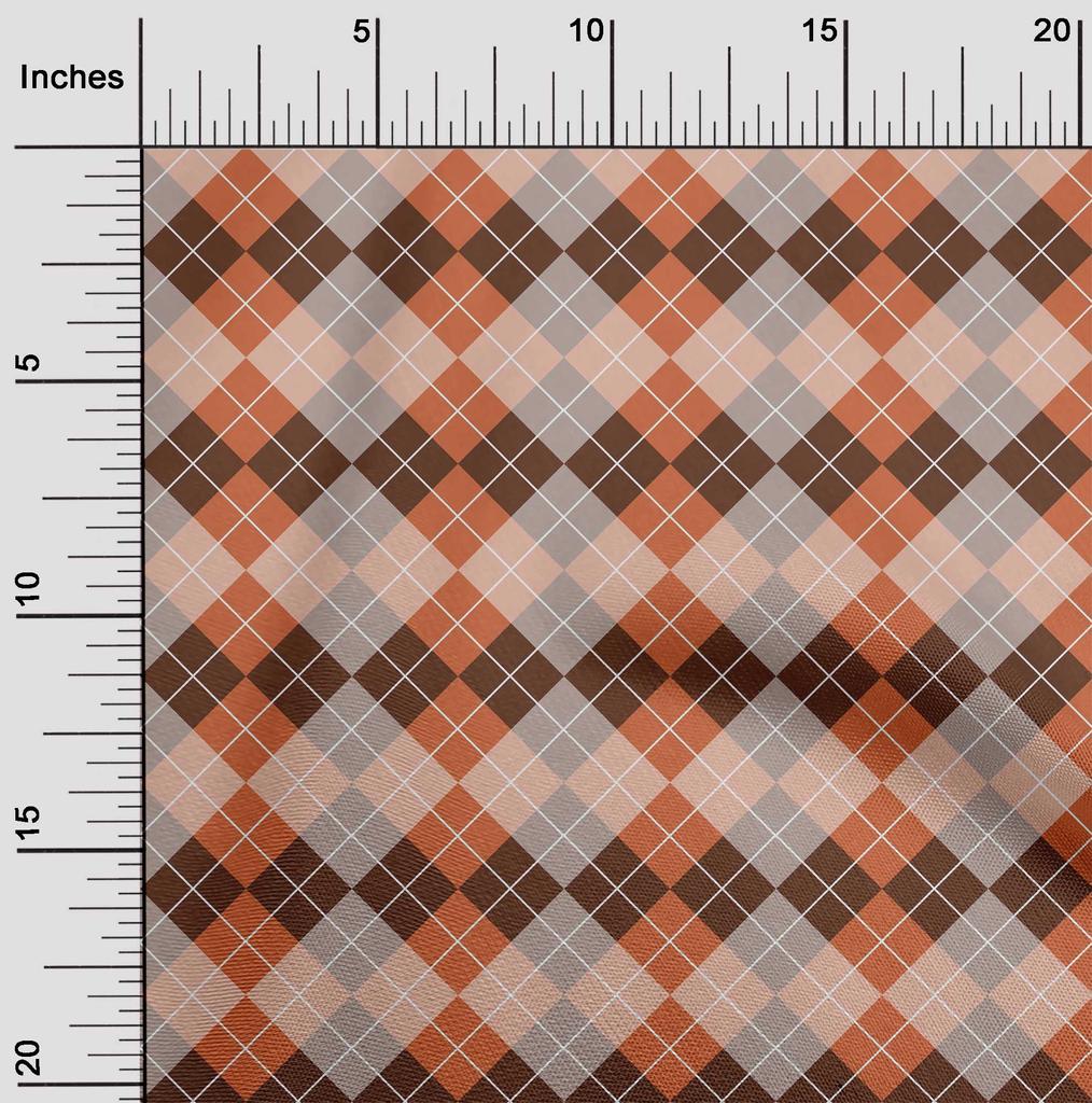 oneOone Cotton Flex Bright Red Fabric Argyle Check Dress Material Fabric Print Fabric By The Yard 40 Inches