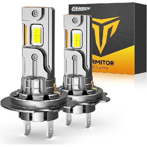 Upgraded H13/9008 Bulbs, 40,000LM Ultra Brightness, 6500K Cool White Real 1:1 Mini Size No Adapter Required 9008/H13 Fog Bulb Driving Light, Plug and H7/H7LL