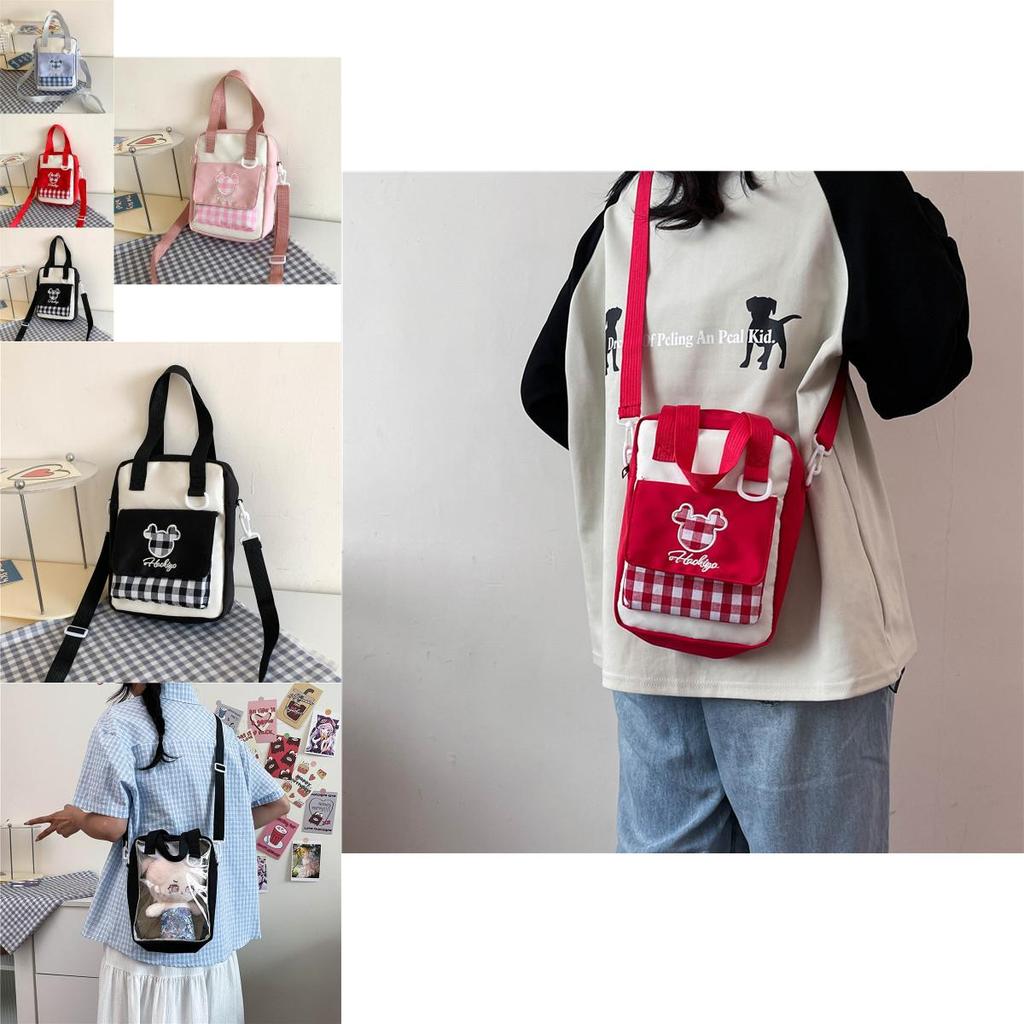Cute Street Style Nylon Shoulder Bag For Students With Zipper Closure And Inner Pocket