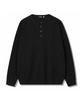 POLYGRAM Soft Wool Blend Henley Neck Knit - Black