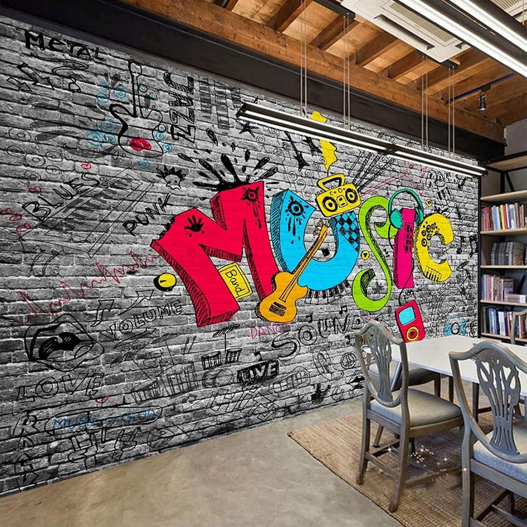 Musical Large Wall Mural Graffiti Wallpaper Abstract Art Graffiti Wall Mural for Kids Room Nursery Bedroom Home Decor Poster Wallpaper