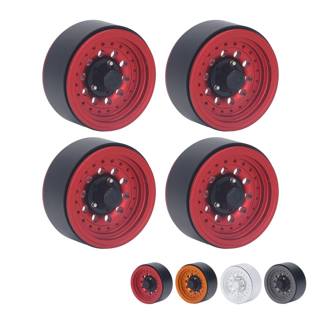 4PCS RC Beadlock Wheel Rim Set 1.9 Inch Aluminum Alloy 1/10 RC Car Wheel Hub for Axial SCX10 I II II
