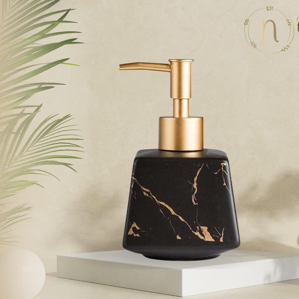 Keramisk flytande tvåldispenser för badrum (260 ml) - Handtvålflaska med marmorfinish för köket - Tvåldispenser