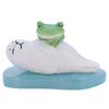 Tea Life Daikai Copeau Frog Mascot - Frog Sleeping with Seal, Cute Resin Miniature Figurine, Home Decor Ornament, W6.5 X D3.5 X H4 Cm (621560)