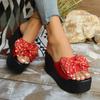 Summer Bow Platform Slippers Wedges Women Sandals 2025 New Super High Heels Trend Shoes Beach Woman Flip Flops Pumps