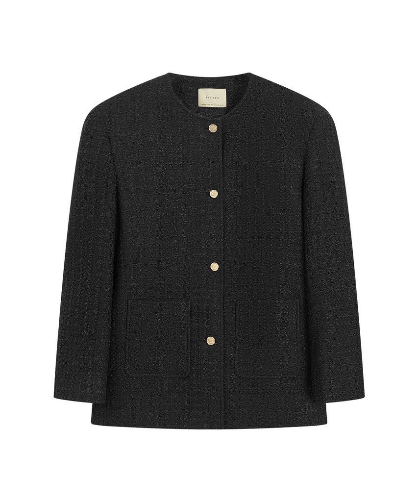 SIYAZU Siot4204 Oversized Atelier Tweed Jacket_Black