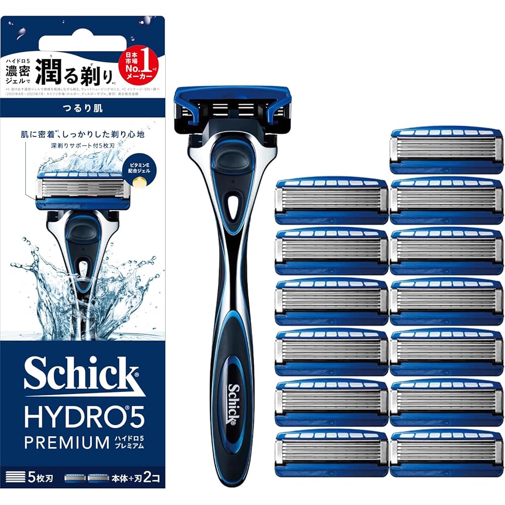 Schick Hydro 5 Premium Razor Holder with 13 Replacement Blades for Men Shaving Set
