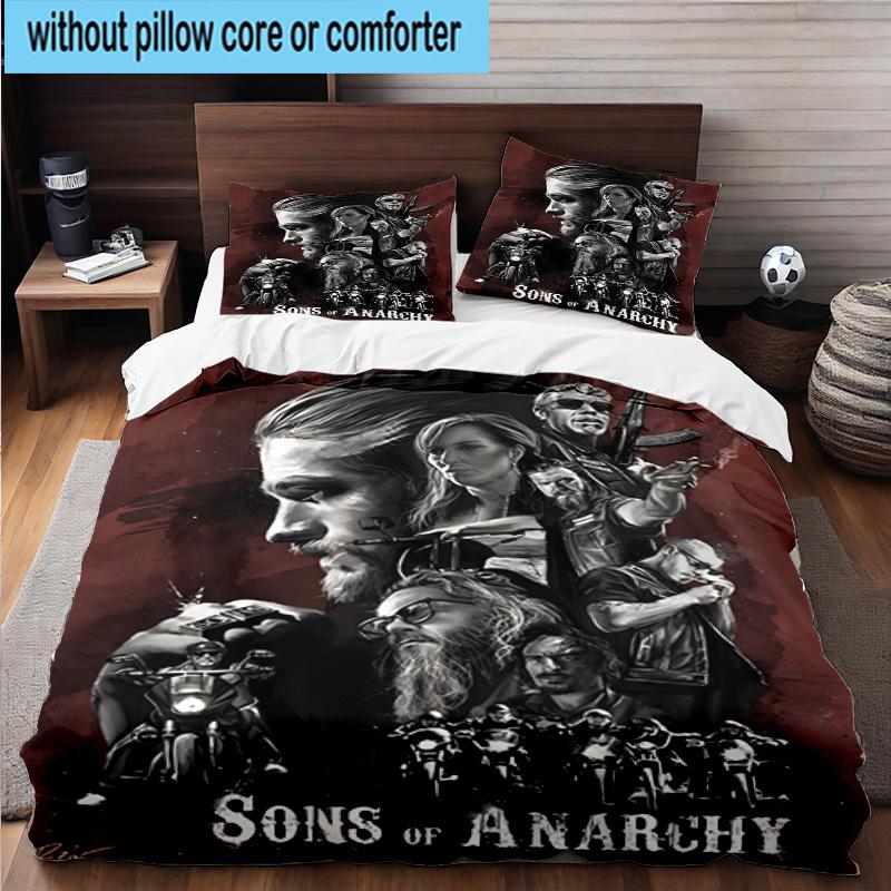 3PCS Anarchy Motorcycle Club 3pcs Bedding,Including 3PCS Duvet Cover And 2pcs Pillowcases Perfect for Christmas,Ideal for Bedroom, Dormitory