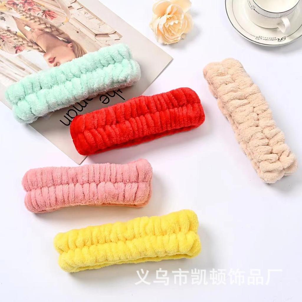 Korean Version Solid Color Light Version Thickened Face Wash Hair Band Self-adhesive DIY