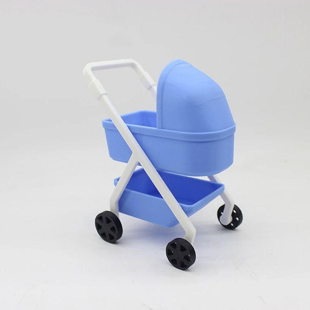 Bedroom Miniature Baby Stroller 1:12 Simulation Baby Bassinet Cart  Kids Toy