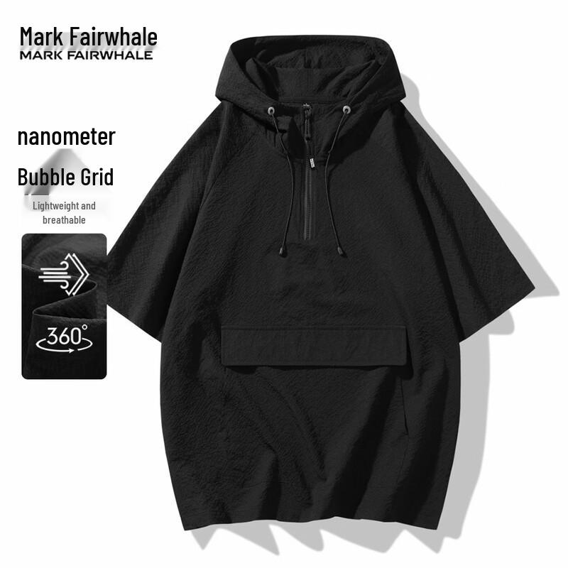 MARK FAIRWHALE Men s Summer Hooded Half-Zip T-Shirt XL