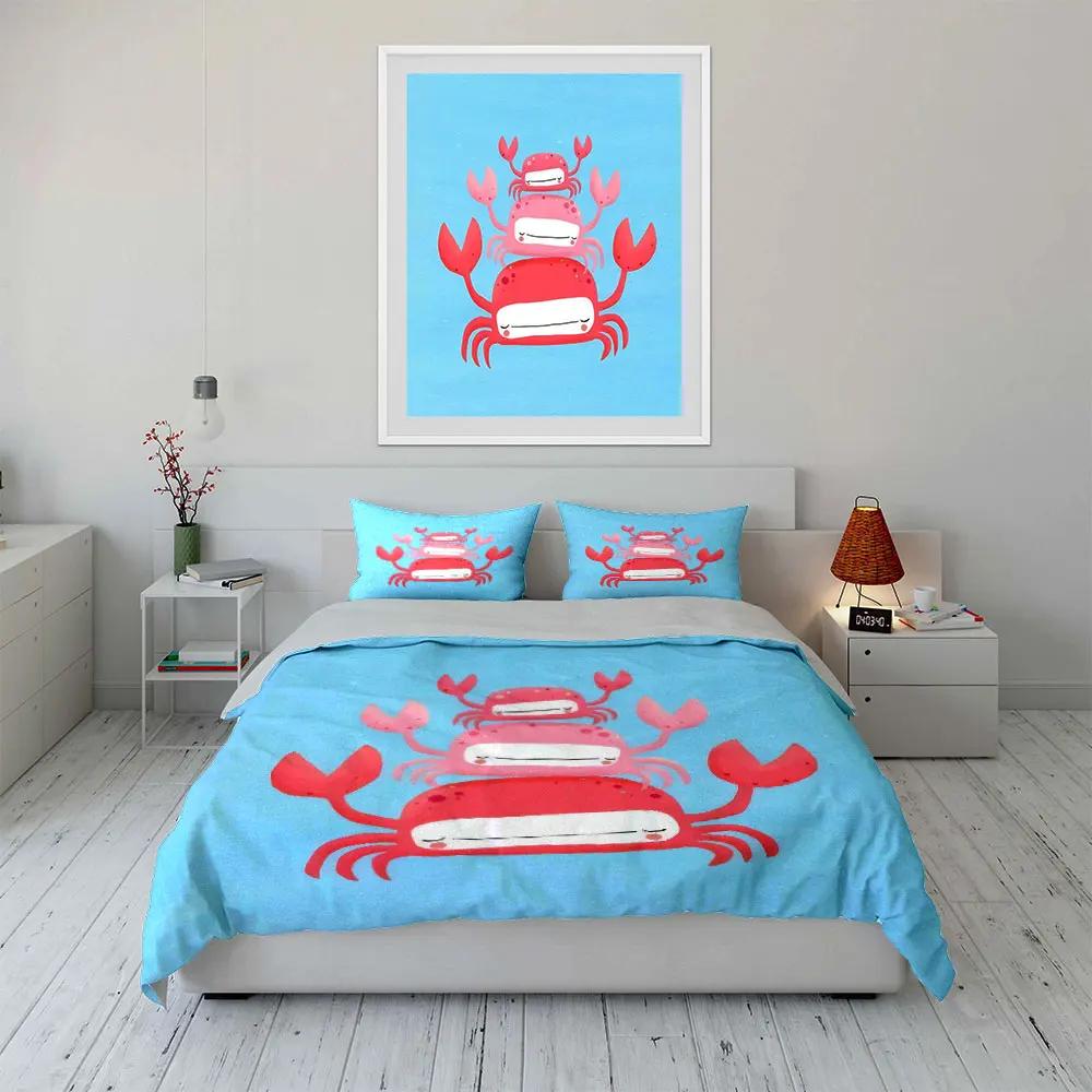 "Crab Themed Decorative Art Set" Soft Comfortable Duvet Cover Bedding Set Included 1*Duvet Cover & 2*Pillowcases Gift