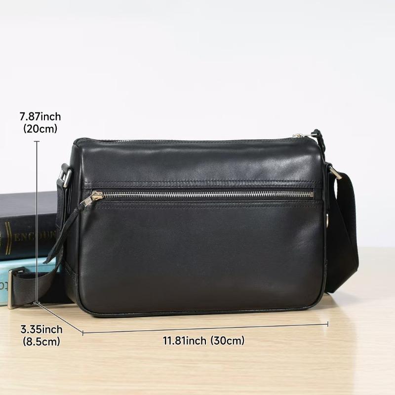 Single-shoulder Bag Men's Genuine Leather Crossbody Bag Simple Round Bucket Bag Three-dimensional Single-shoulder Bag