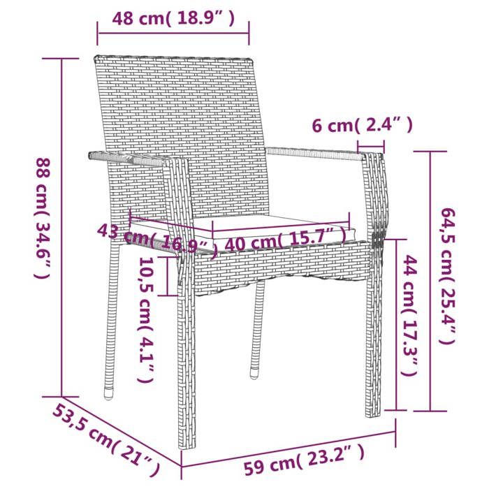 VidaXL Mobilier à dîner de jardin et coussins 5pcs Noir Résine tressée 3185122