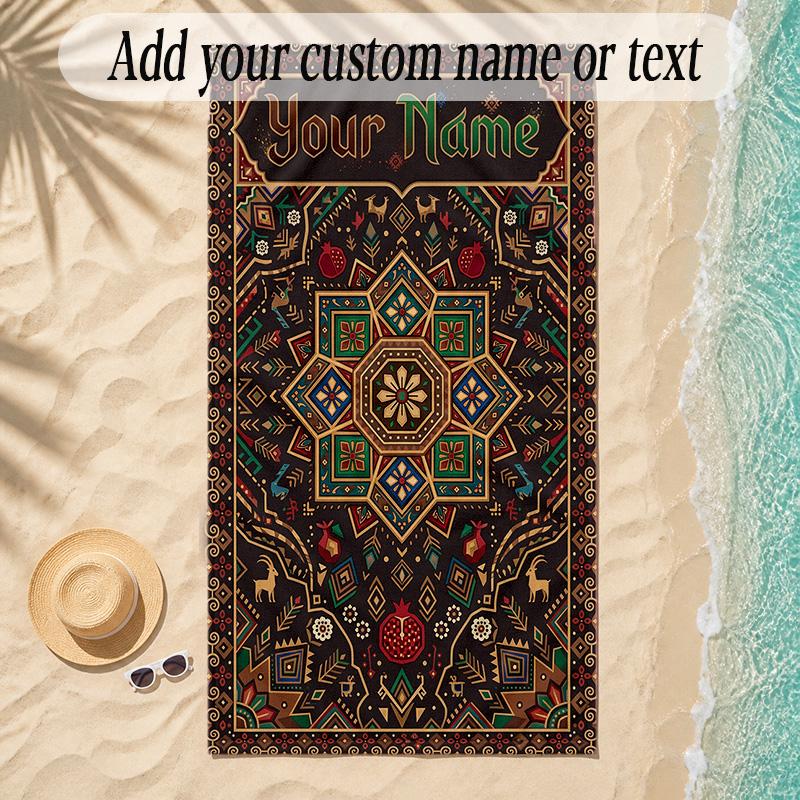 Rainbow Theme Soft Beach Towel Personalized Custom Name Text Towel Portable for Beach Pool Travel