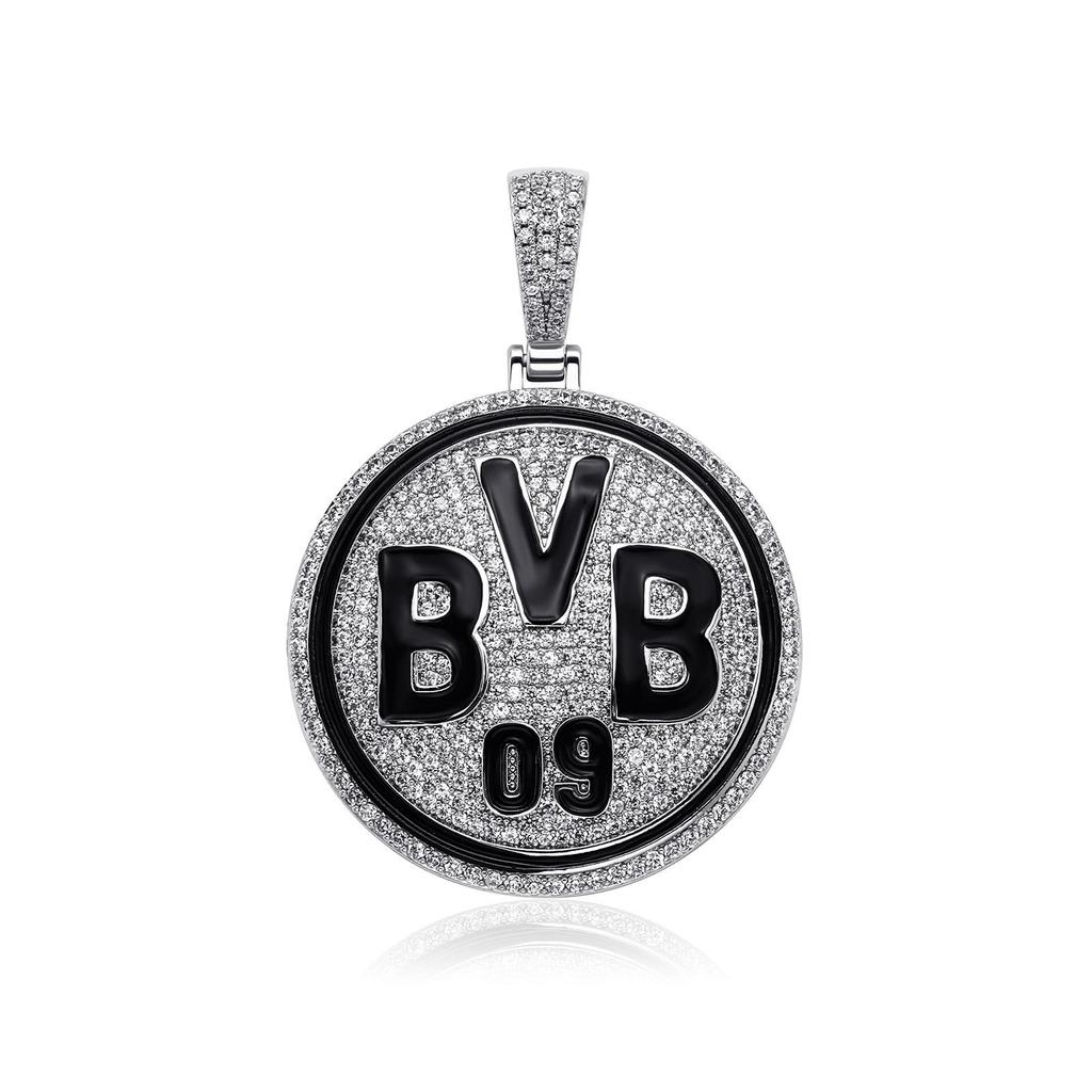 European & American Hip-Hop Football Club Badge Pendant with Colorful Drip Oil - Fan Commemorative Medal Necklace