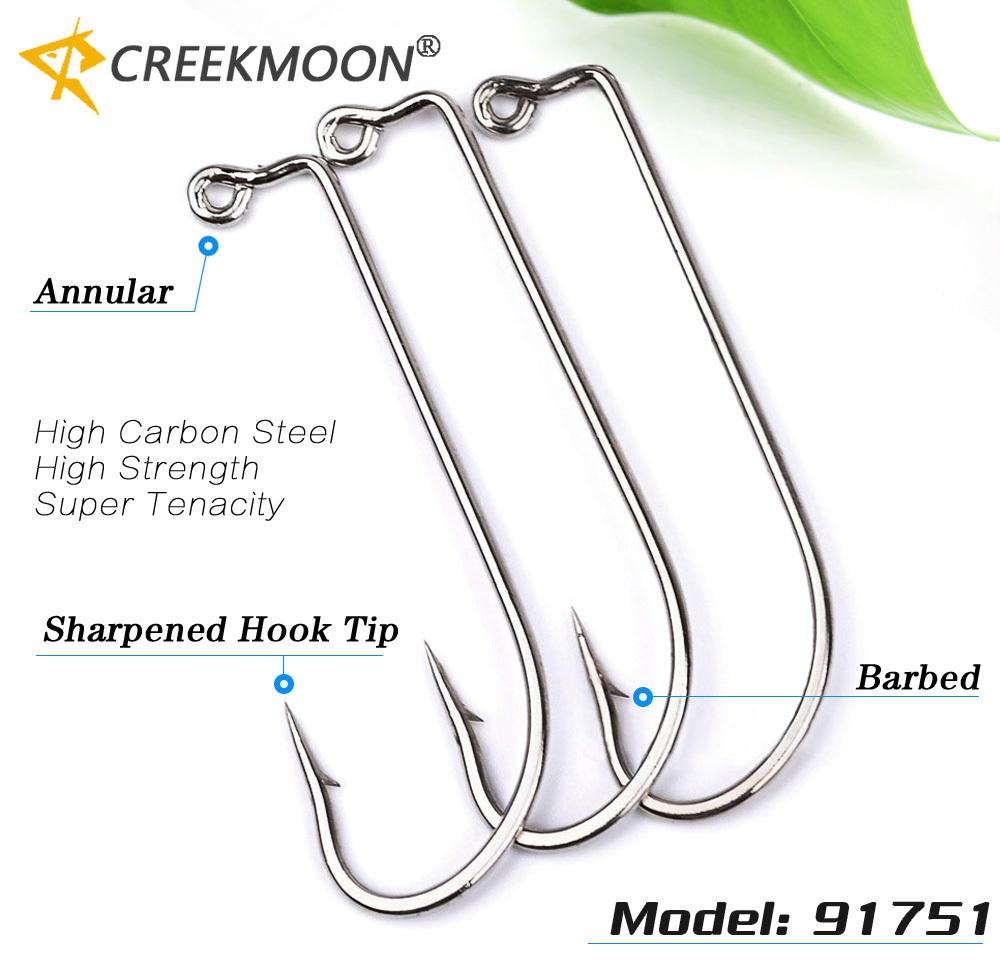 Lot 50pcs Jig Fishing Hooks 72A High Carbon Steel Silvery Fishhook Barbed Annular Sharpened Tip Hook Saltwater Bass 2#-5/0#