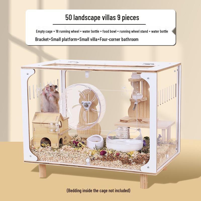 Golden Hamster Luxury Villa - Large Acrylic Cage, Starry Sky Design