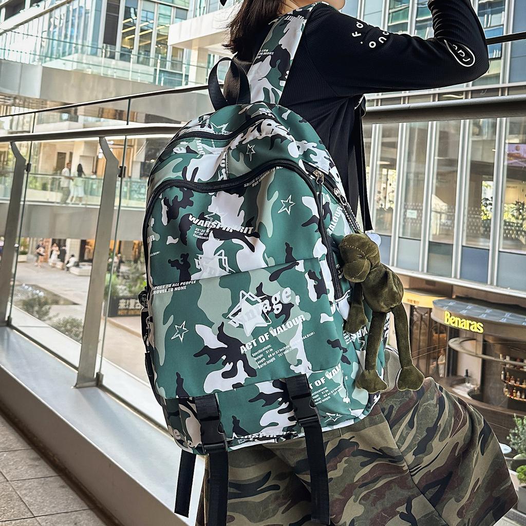 Schoolbag Versatile Camouflage Large Capacity Boys and Girls Backpack Middle School Student Personality Graffiti School Bag Leisure Travel Fashion 