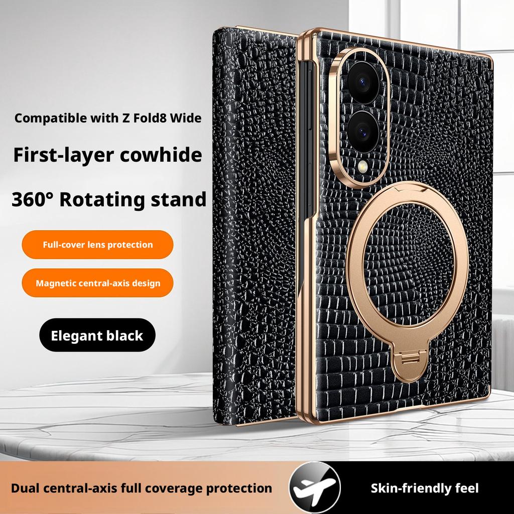 Premium Krokodilmönstrat Äkta Läderfodral för Samsung Galaxy Z Fold8 Ultra Fold 7 8 W26 Dubbel Centralaxel Skyddsfodral