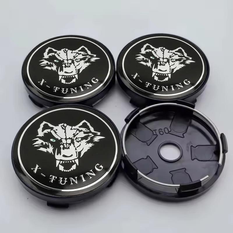 Four 60Mm/2.36-Inch Wolf Head Badges Modified for Car Wheel Center Caps, Suitable for Various Vehicle Models