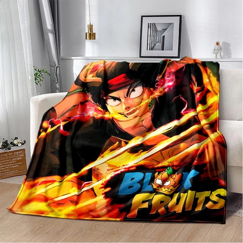 2025 New Style B-Blox Fruit Cartoon Flannel Blanket,Soft Throw Blanket for Home Bedroom Bed Sofa Travel Cover Kid Gift