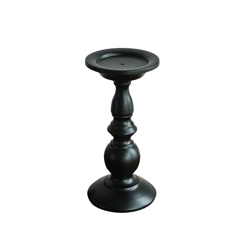 Black Roman Column Candlestick Ornament for Bedroom Table Decor
