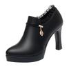 Scarpe Singole con Tacco Alto Suola Morbida Superficie Morbida Confortevoli Bocca Profonda Alla Moda Più Velluto Calde Scarpe da Donna in Pelle