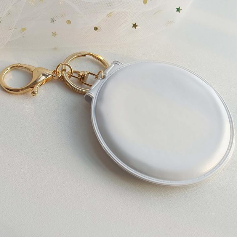 Sminkspegel Pu Liten Rund Nyckelring Dubbelsidig Fällbar Spegel Pälsboll Spegel Hänge Gåvor Resetillbehör