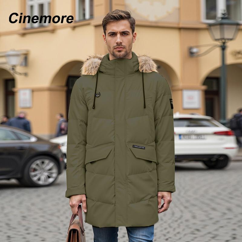 Cinemore 2025 Winter Coat Men's Down Jacket with Pockets, Warm, Drawstring, Hooded, Short Parka Men's 8039