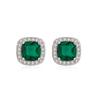 2026 Emerald Stud Earrings Women's Square Diamond-encrusted Zircon Emerald Earrings Simple Fashion Jewelry