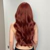 LOUIS FERRE Wine Red Wavy Synthetic Wig Long Wavy Natural Hair With Bangs Daily Cosplay Heat Resistant Fashion Women Wig Hair