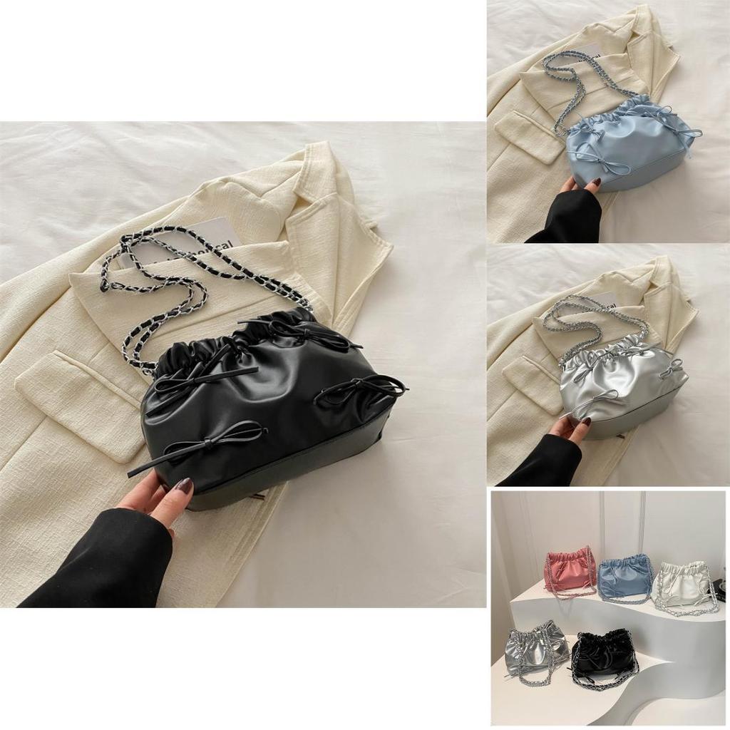 Small Chain Shoulder Crossbody Bag 2024 New Spring Korean Style Street Chic Pu Bucket Bag