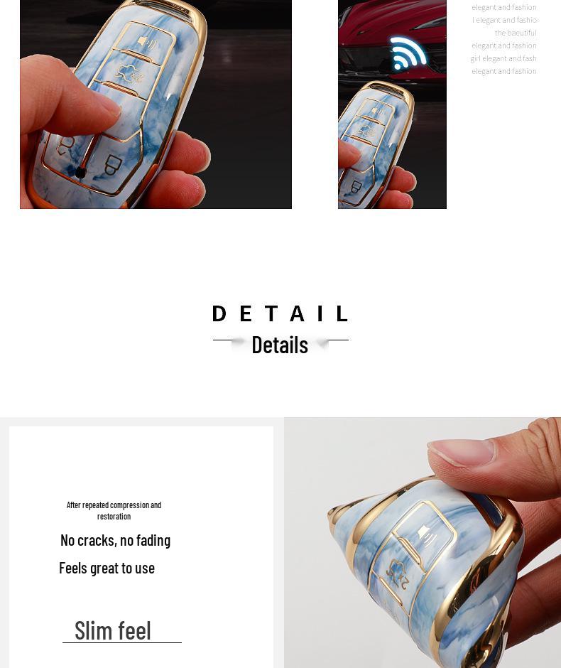 High-End Protective Key Case for Ford Taurus, F-150, Mustang, with Carabiner