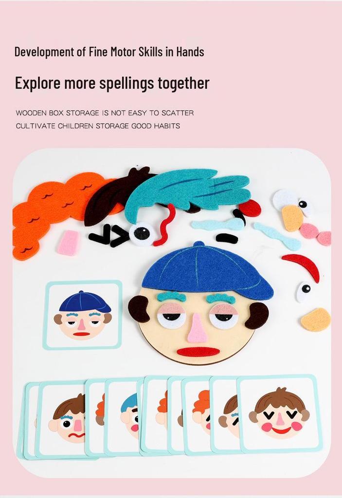 Felt Emoji Stickers for Kids: Emotion Expression DIY Toys, Educational Puzzle Game for Ages 2-5