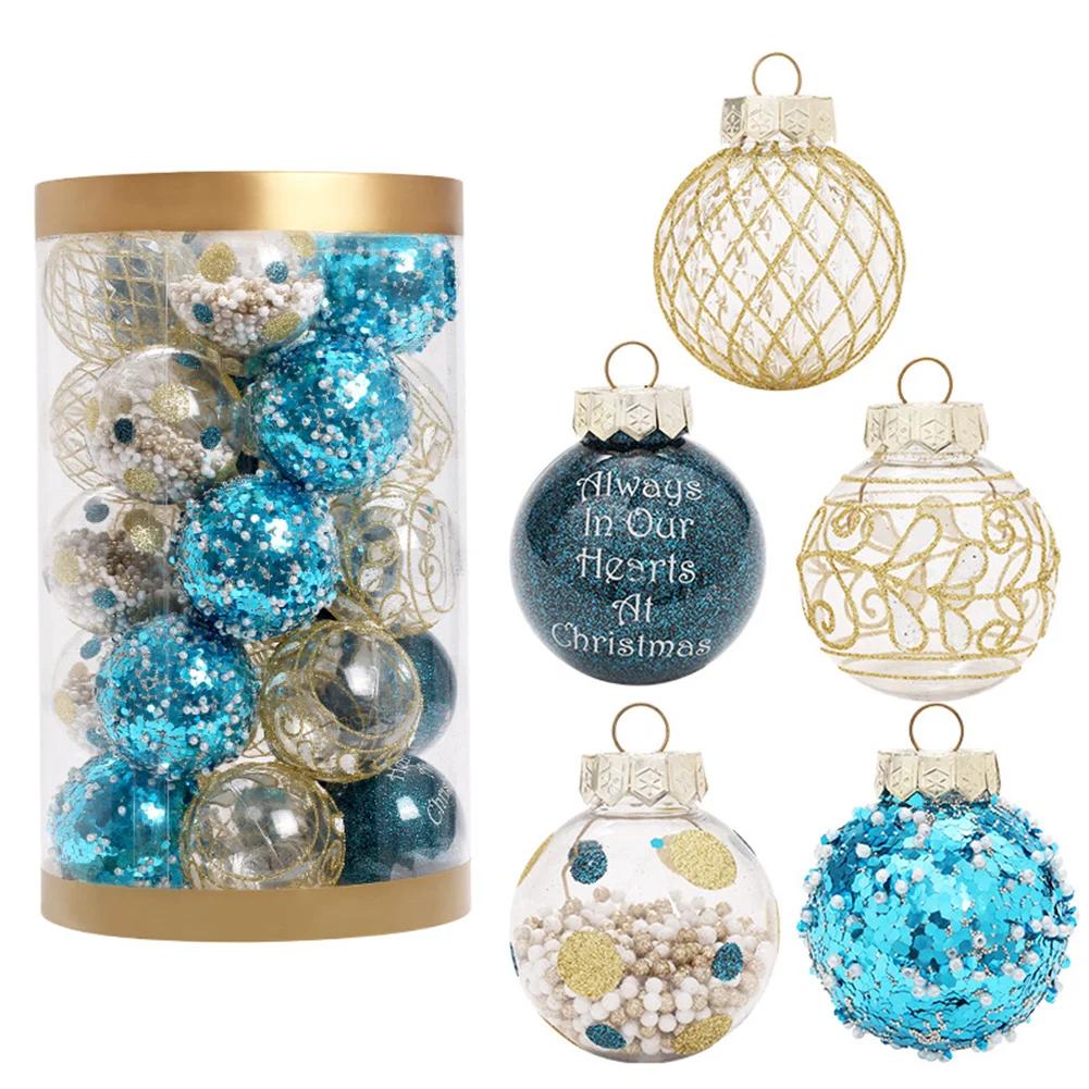25 PCS Christmas Glitter Ball Ornaments Xmas Tree Pendant Decorations For Holiday Wedding Festival Decor 9 Colors 26.8x16x18cm