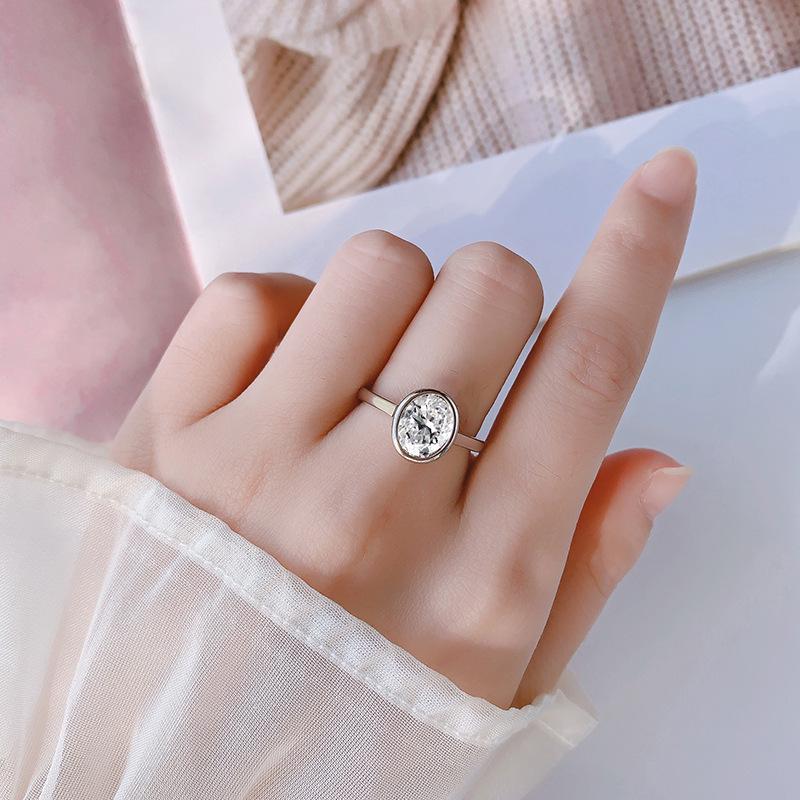 S925 Sterling Silver Moissanite Ring for Women, Irregular Egg Shape, High-End Design