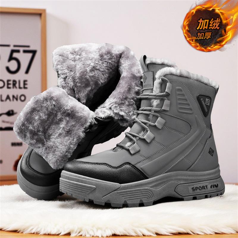 Snow boots new winter waterproof and non-slip fur integrated fleece warm high-top cotton shoes