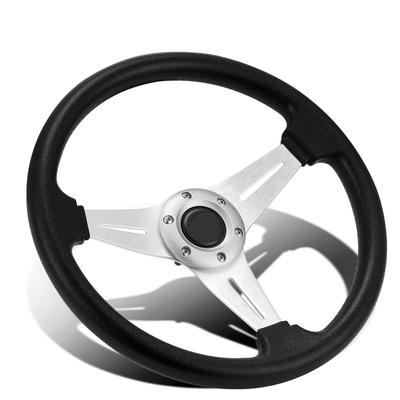 14tum 350mm Racing Låg Skål Ratt Auto Universell Läder Effekt Grepp Racing Spel Auto Ratt