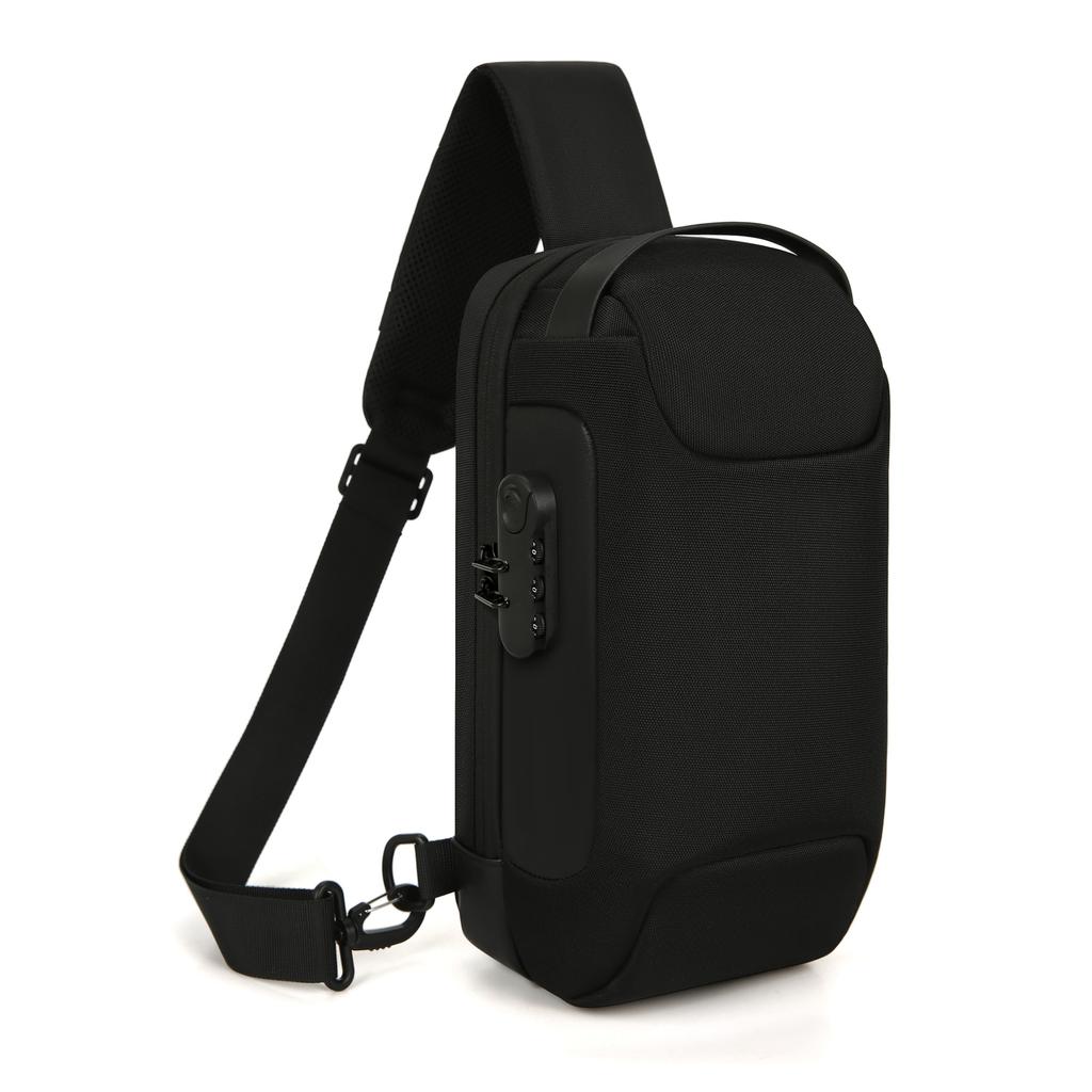 Chest Bag Shoulder Bag Men's Password Crossbody Bag Black Large Capacity Sports Motorcycle Bag One Shoulder Crossbody Men's Chest Bag