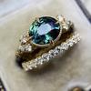 European and American Ins Cold Women's Gemstone Ring Couple Ring Alloy Inlaid Zircon Jewelry