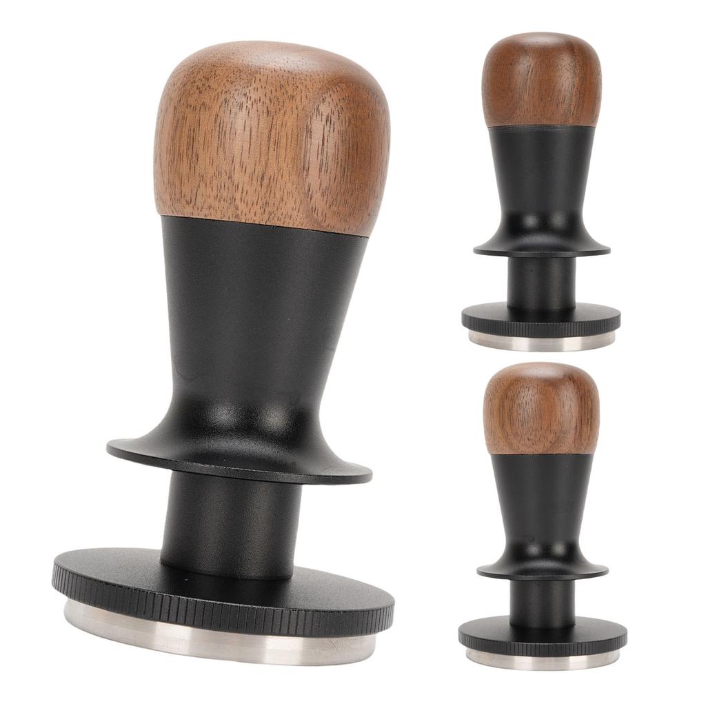 Kaffepress med konstant tryck med ljudåterkoppling gängad bas valnöt rostfritt stål kaffe