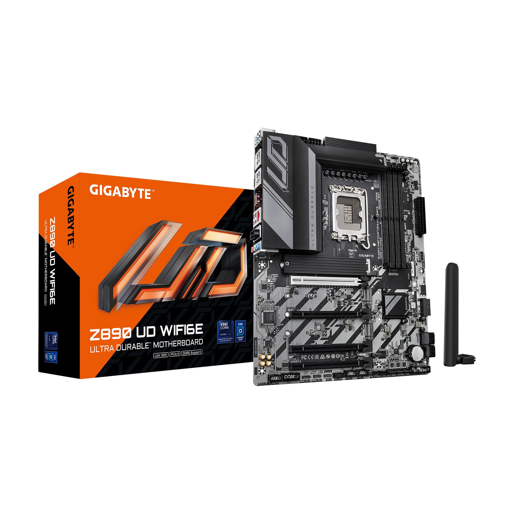 

GIGABYTE Z890 UD WIFI6E Ultra Core LGA 3X PCIe Front USB (Серія 2) 1851, ATX, DDR5, M.2, 5.0, Type-C, WIFI6E, 2.5GbE LAN, EZ-Latch. чорний