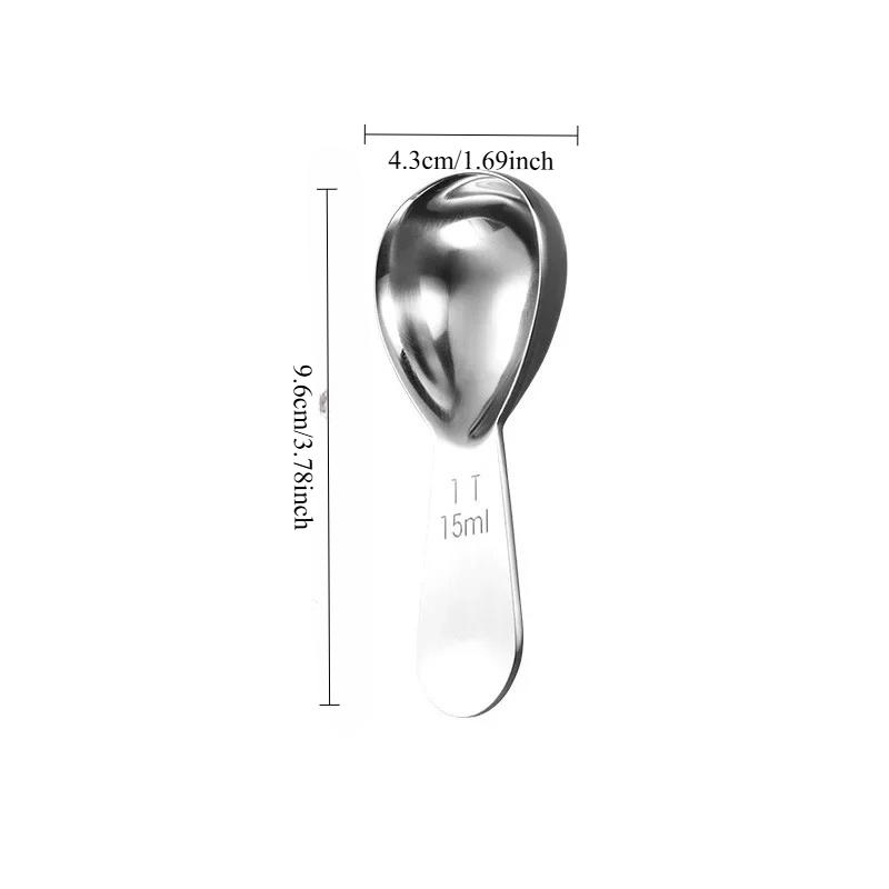 

304 Stainless Steel Coffee Bean Measuring Spoon 30ml 15ml Double Ended with Scale for Home Kitchen CoffeeBrewingBaking Tool Gift