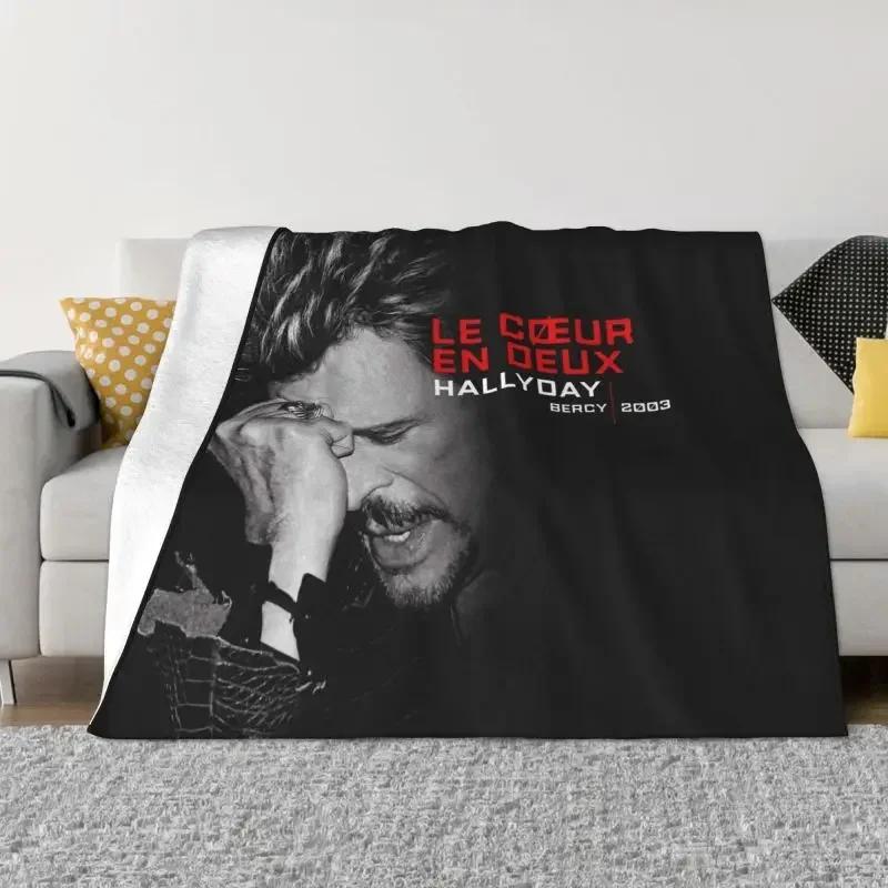 Johnny Hallyday Decken, warmer Flanell, französischer Sänger, Überwurf, Decke für Sofa, Büro, Tagesdecken