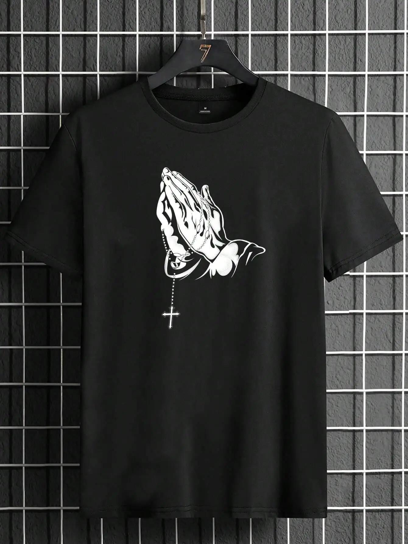 

Summer Jesus Bless Graphic Printed Men s T-shirt 100% cotton Breathable T-shirt Popular casual T-shirt clothing Retro street top 4XL